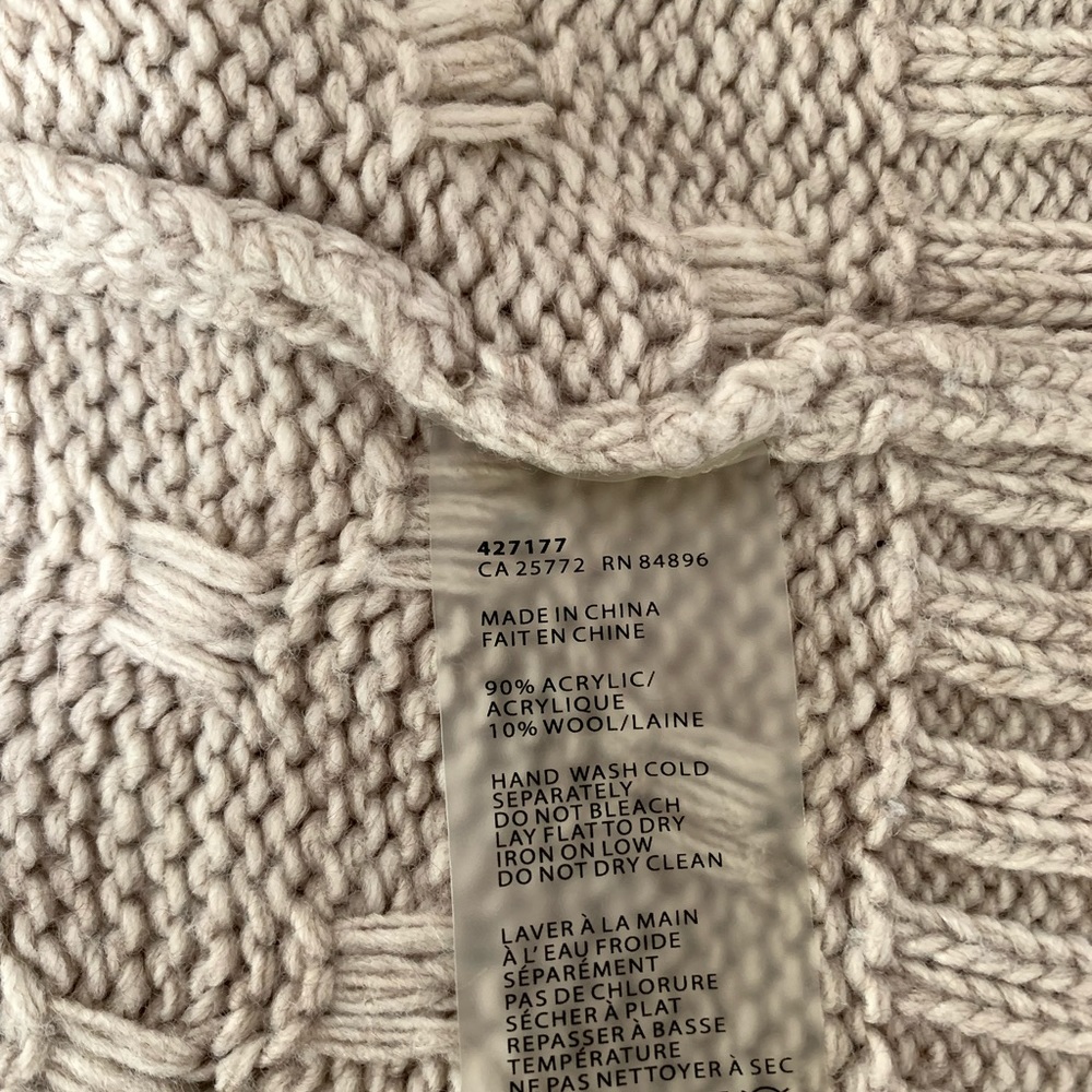 Dex. Wool blend open cardigan. Tan cable knit size M - Picture 5 of 7
